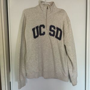 Cream Quarter-Zip Sweatshirt with Collegiate Style
